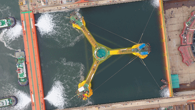 全球首座“双百”海上风电平台管桩钢全部湘钢造 全球首座“双百”海上风电平台管桩钢全部湘钢造