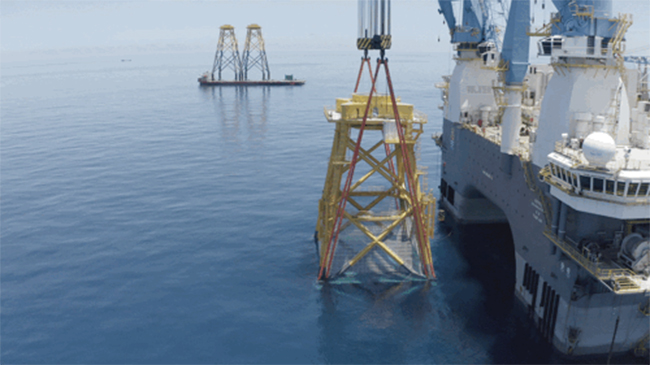 全球首台“导管架风机 网箱”风渔融合一体化装备顺利完成海上安装 全球首台“导管架风机 网箱”风渔融合一体化装备顺利完成海上安装